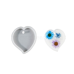 DIY Pixel Heart Quicksand Silicone Molds, Resin Casting Molds, For UV Resin, Epoxy Resin Craft Making, White, Heart, 75x70x11.5mm, Inner Diameter: 60x62mm(AJEW-U013-03I)