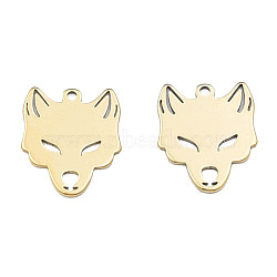 Ion Plating(IP) 201 Stainless Steel Charms, Halloween Style, Fox, Real 18K Gold Plated, 15x12.5x1mm, Hole: 1.2mm(STAS-N098-086LG)