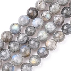 Natural Labradorite Beads Strands, Grade AA, Round, Gray, 8mm, Hole: 1mm, about 48pcs/strand, 15.75 inch(G-G448-8mm-04A)
