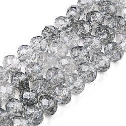 Transparent Glass Beads Strands, Faceted(32 Facets), Rondelle<P>Please Note: Because these beads are made in different batches, the color could be slightly different from one batch of beads to the next, Gray, 6x5mm, Hole: 1mm, about 84pcs/strand, 16.34~17.12''(41.5~42.8cm)(GLAA-T023-6mm-A09)