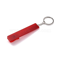 Ferroalloy, Plastic and Acrylic Keychain, with Glitter Powder, Contactless Card Extractor, for Long Nail Card Extractor Keychain with Card Puller for Girls, Rectangle, Red, 15.5cm(KEYC-C048-02F)