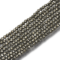 Natural Pyrite Beads Strands, Faceted, Round, 2mm, Hole: 0.5mm, about 191~194pcs/Strand, 15.20''(38.6cm)(G-T108-34C)