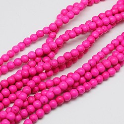 Synthetic Turquoise Beads Strands, Dyed, Round, Fuchsia, 10mm, Hole: 1mm, about 800pcs/1000g(TURQ-G106-10mm-02K)