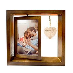 Double Sided Wooden Rotating Photo Frames with DIY Lovers
 Heart, for Tabletop, Word, 210x230x15mm(DJEW-WH0056-005)