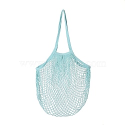 Portable Cotton Mesh Grocery Bags, Reusable Net Shopping Handbag, Light Blue, 58.05cm, Bag: 35x38x1.8cm. (ABAG-H100-A12)