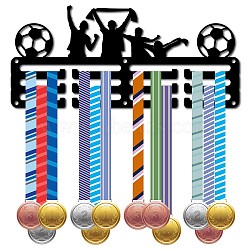 Sports Theme Iron Medal Hanger Holder Display Wall Rack, with Screws, Football Pattern, 130x290mm(ODIS-WH0055-012)