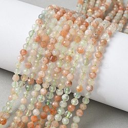 Natural Arusha Sunstone Beads Strands, Round, Faceted, 4mm, Hole: 0.6mm, about 102pcs/strand, 15.35''(39cm)(G-U014-A01-02)