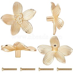 Zinc Alloy Flower Drawer Knobs, Kitchen Drawer Pulls Cabinet Handles, with Iron Screw, Golden, 56x58.5x17.5mm, Hole: 3.4mm(FIND-WH0147-76G)