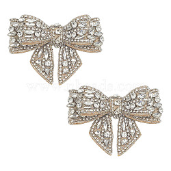 2Pcs Bowknot Crystal Rhinestone Detachable Shoe Decorations, Dark Gray, 73x98x19mm(FIND-GO0002-06A)