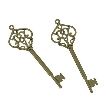 Tibetan Style Alloy Big Pendants, Skeleton Key, Cadmium Free & Lead Free, Antique Bronze, 69x21.5x5mm, Hole: 2mm, about 320pcs/1000g