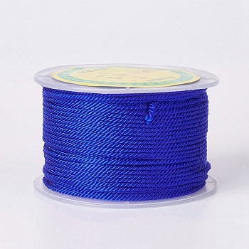 Round Polyester Cords, Milan Cords/Twisted Cords, Blue, 1.5~2mm, 50yards/roll(150 feet/roll)