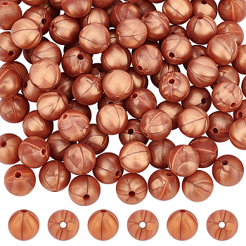 Food Grade Eco-Friendly Silicone Beads, Chewing Beads For Teethers, DIY Nursing Necklaces Making, Round, Sienna, 12mm, Hole: 2mm