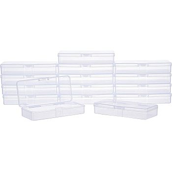 Transparent Plastic Bead Containers, with Hinged Lids, Flip Cover, Rectangle, White, 10.1x4.5x1.8cm, Inner Size: 9.7x4.1cm