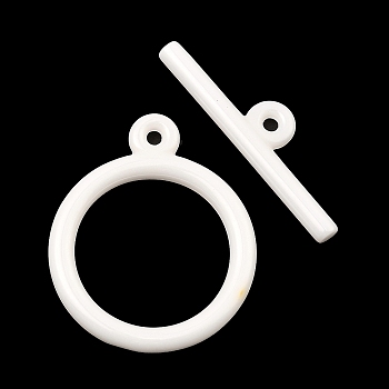 Bioceramics Zirconia Ceramic Toggle Clasps, No Fading and Hypoallergenic, Nickle Free, Ring, White, Ring: 28.5x23.5x3mm, Bar: 29.5x7.5x3mm, Hole: 1.6mm