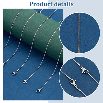 Elite 12Pcs 304 Stainless Steel Snake Chain Necklaces Set for Men Women, Stainless Steel Color, 17.7 inch(45cm)