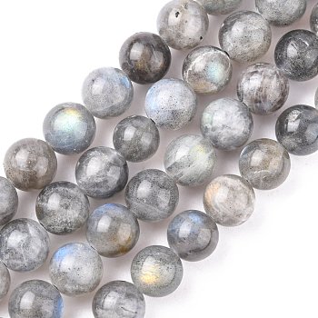 Natural Labradorite Beads Strands, Grade AA, Round, Gray, 8mm, Hole: 1mm, about 48pcs/strand, 15.75 inch