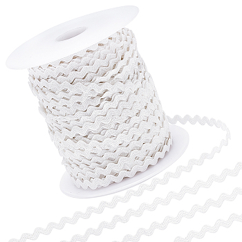 Gorgecraft Polyester Braid Ribbon, with Plastic Spool, Flat Wave, White, 1/8 inch(3mm), about 48~50.00 Yards/Roll