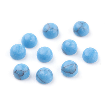 Synthetic Blue Turquoise Cabochons, Half Round, 3x2mm