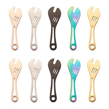 Biyun 10Pcs 5 Colors 304 Stainless Steel Pendants, Wrench, Mixed Color, 26x7.5x1.5mm, Hole: 1.8mm, 2pcs/colors