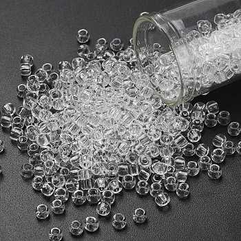 TOHO 6/0 Round Beads, Japanese Seed Beads, (1) Crystal Clear, 4mm, Hole: 1.5mm, about 840pcs/50g