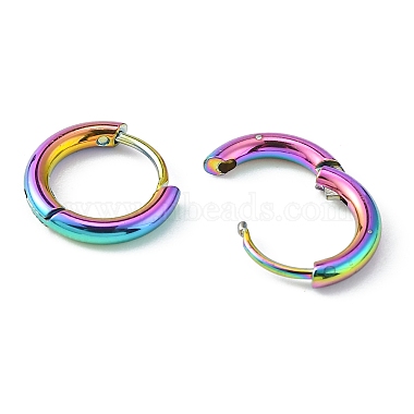 5 par 5 colores 304 pendientes de aro huggie de acero inoxidable(EJEW-YW0001-06)-3