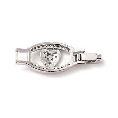 Fermoirs de bracelet de montre en zircone cubique transparente en laiton plaqué micro pavé de cœur(ZIRC-H125-17P)-2