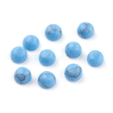 3mm Blue Half Round Synthetic Turquoise Cabochons