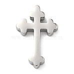Easter 304 Stainless Steel Pendants, Floral Cross Charms, Stainless Steel Color, 29x19x4.5mm, Hole: 3.5mm(STAS-G384-01G-P)