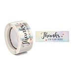 Laser Self-Adhesive Stickers, Roll Sticker, Rectangle with Word Thanks FOR YOUR ORDER, for Party Decorative Presents, Silver, 7.5x2.5cm, 120pcs/roll(DIY-P037-G03)