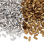 960Pcs 2 Colors Electroplate Glass Seed Beads, 2-Hole, Metallic Colours, Rectangle, Mixed Color, 4.5~5x2x1~1.5mm, Hole: 0.5~0.8mm, 480pcs/color(SEED-NB0002-02)