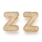 Brass Micro Pave Cubic Zirconia Pendants, Cadmium Free & Nickel Free & Lead Free, Alphabet, Letter Z, 25x26x8mm, Hole: 4x2.2mm(KK-N254-06G-Z)