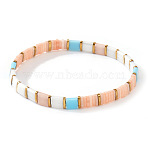 Glass Seed Beads Stretch Bracelets for Women, Rectangle, Light Salmon, 6.30 inch(16cm)~6.50 inch(16.5cm)(MI7337-4)