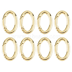 8Pcs Rack Plating Brass Springs Gate Rings, Long-Lasting Plated, Lead Free & Cadmium Free, Oval, Real 18K Gold Plated, 29.5x19.5x4mm(KK-DC0004-77)