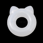 Transparent Resin Pendants, Cat Shape Charm, WhiteSmoke, 15.5x14x4mm(RESI-B045-01)