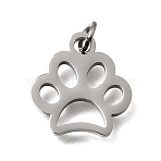304 Stainless Steel Pendants, Paw Print Charms, Polishing, Stainless Steel Color, 15.5x14.5x1.5mm, Hole: 3.5mm(STAS-E532-10P)