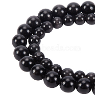 BENECREAT 88Pcs 2Strands 2 Style Cat Eye Beads, Round, Black, 8~10mm, Hole: 0.8~1mm(G-BC0001-13)
