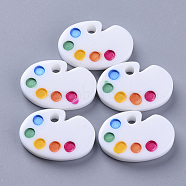 Resin Pendants, Drawing Board Shape, Colorful, 24~25x17x4.5mm, Hole: 3mm(X-CRES-N021-18)