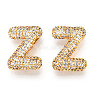 Brass Micro Pave Cubic Zirconia Pendants, Alphabet, Letter Z, 25x26x8mm, Hole: 4x2.2mm(KK-N254-06G-Z)