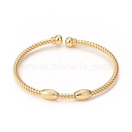 Rack Plating Brass Cuff Bangles with Bead, Long-Lasting Plated Twist Bangles for Women Men, Cadmium Free & Lead Free, Real 18K Gold Plated, Inner Diameter: 2-3/8 inch(6.1cm)(BJEW-E071-07G)