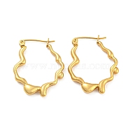 304 Stainless Steel Hoop Earrings, Irregular Round Hoop Earring for Women, Golden, 29x23x2.6mm(EJEW-D082-07G)