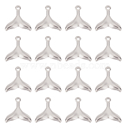 20Pcs 304 Stainless Steel Pendants, Whale Tail Shape, Stainless Steel Color, 25.5x25x2.8mm, Hole: 3mm(STAS-SC0004-79)