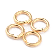 Rack Plating Brass Jump Rings, Open Jump Rings, Long-Lasting Plated, Real 24K Gold Plated, 6x1mm, 18 Gauge, Inner Diameter: 4mm(KK-O139-18O-G)
