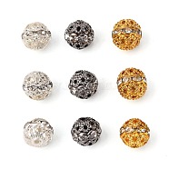 20Pcs 4 Colors Brass Rhinestone Beads, Round, Crystal, Mixed Color, 10mm, Hole: 1.2mm, 5pcs/color(RB-FS0001-02)