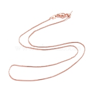 Adjustable Electroplate Brass Venetian Chain Necklace Making, Long-Lasting Plated, with Lobster Claw Clasps and Round Beads, Rose Gold, 18-1/4 inch(46.5cm)(MAK-L028-02RG)