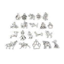 Tibetan Style Alloy Pendants, Bone and Puppy Series Pendant Set, Antique Silver, 14.5~20x11~25x1.5~5mm, Hole: 1.3~2.5mm(FIND-M058-07AS)