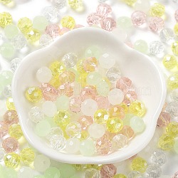 Glass Beads, Faceted, Rondelle, Champagne Yellow, 8x6mm, Hole: 1mm, about 145pcs/60g(EGLA-A034-SM8mm-45)