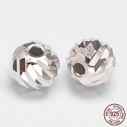 Fancy Cut Faceted Round 925 Sterling Silver Beads, Silver, 8mm, Hole: 1.5mm, about 44pcs/20g(STER-F012-11D)