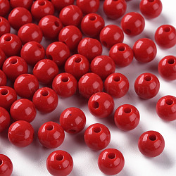 Opaque Acrylic Beads, Round, FireBrick, 8x7mm, Hole: 2mm(X-MACR-S370-C8mm-A14)