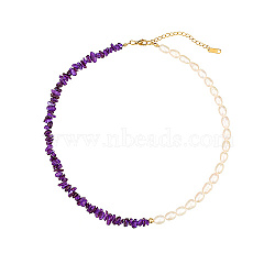 Natural Pearl & Shell Beaded Necklaces for Women, Indigo, 15.75 inch(40cm)(HC9699-1)