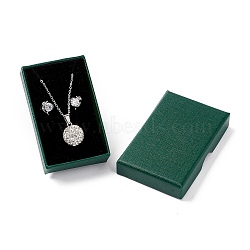 Paper with Sponge Mat Necklace Boxes, Rectangle, Dark Green, 8x5x1.7cm, Inner Diameter: 7.2x4.3x1cm(X-OBOX-G018-02A)